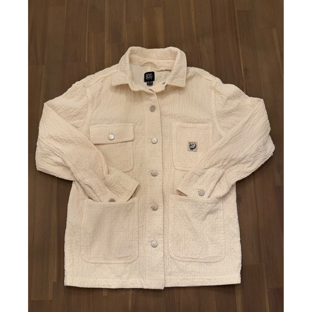 BDG Urban Outfitters Corduroy Shirt Jacket Cream XS TP Button Up Pockets‎